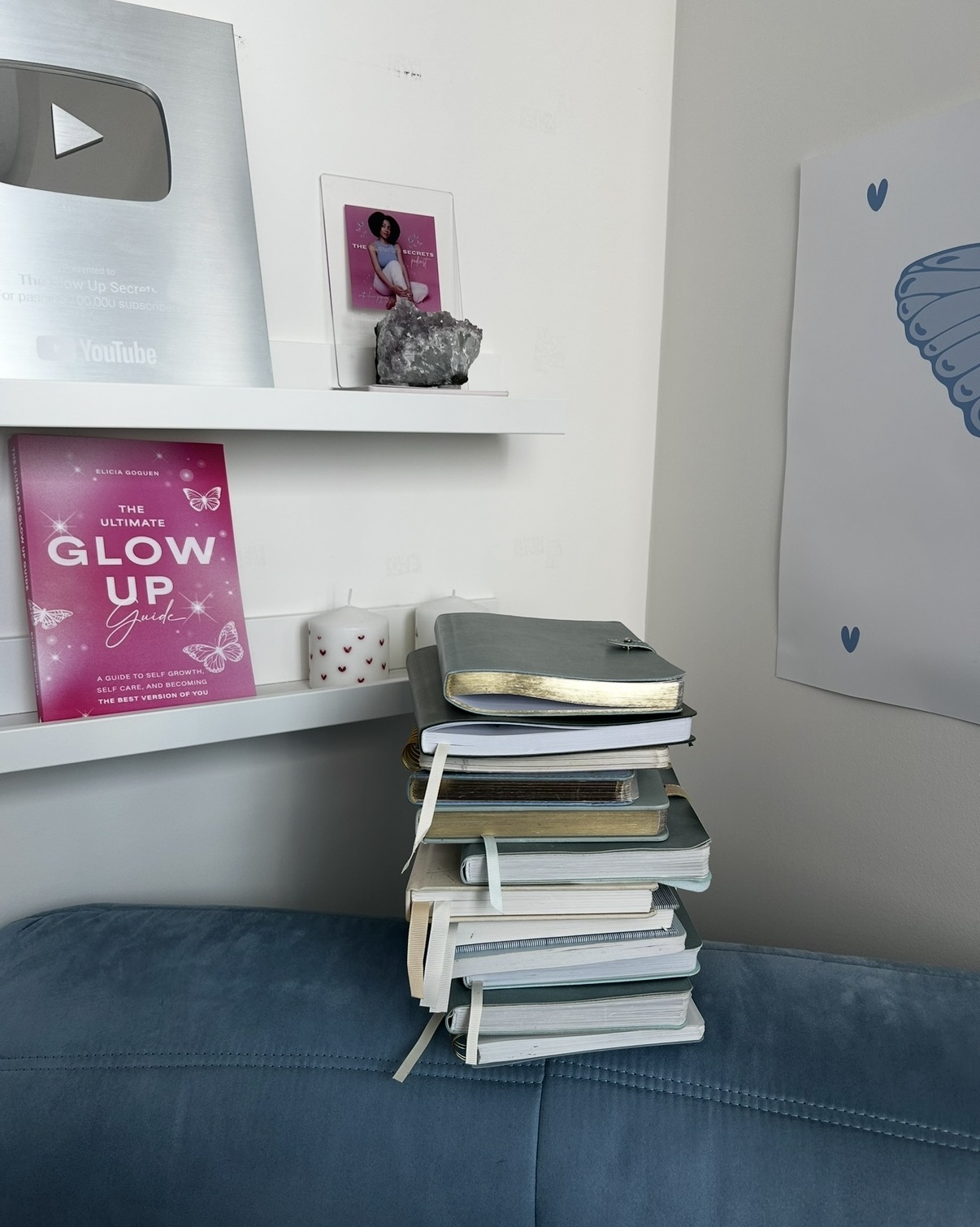 A stack of well-loved journals